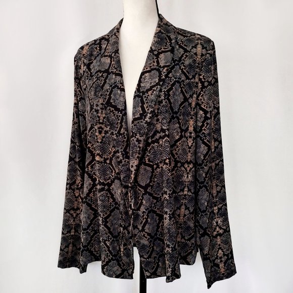 Scoop NYC Reptile Print Open Front Light Jacket - Picture 3 of 12